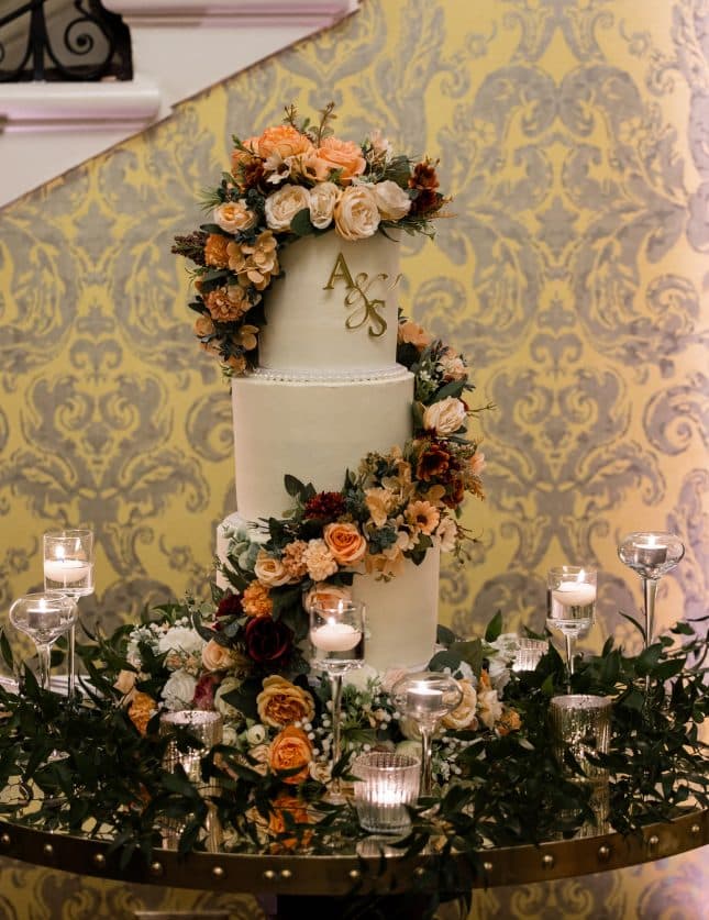 wedding cake with flowers