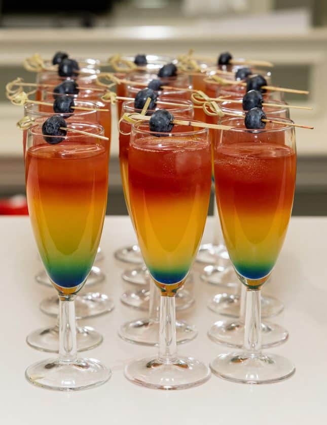 colourful cocktails at wedding